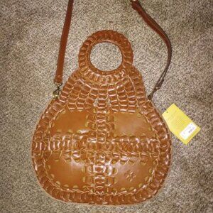 Patricia Nash Brown NWT Pisticci Leather Chain Link Florence Convertible Crossbo